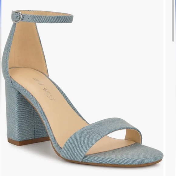 Nine West Light Blue Block Heel Sandals - Picture 1 of 6